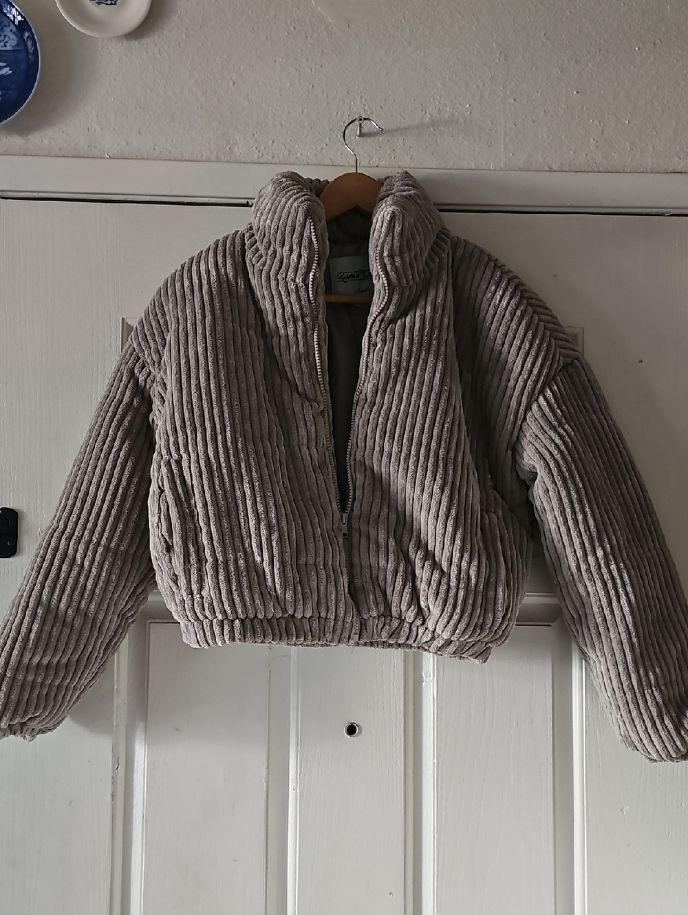 Reserve Fairfax Plush Ribbed Cropped Puffer Jacket Size S Tote L